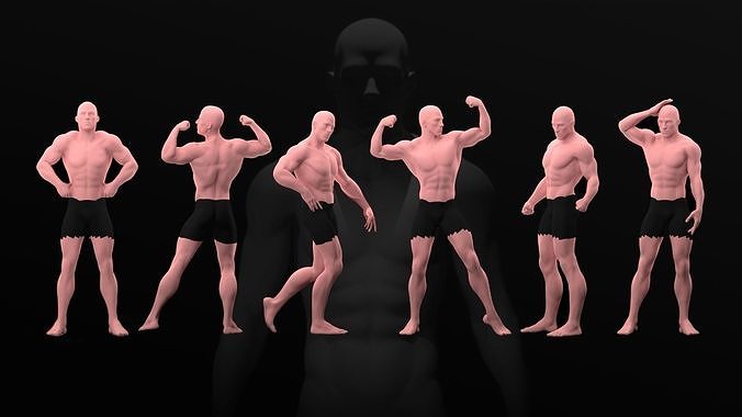 Muscled man Advanced skeleton rig 3D model
