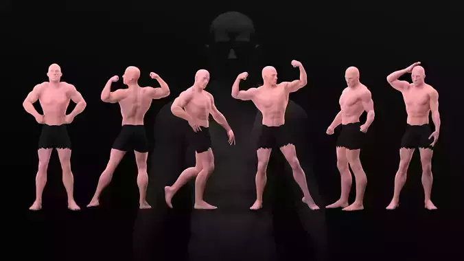 Muscled man Advanced skeleton rig 3D model