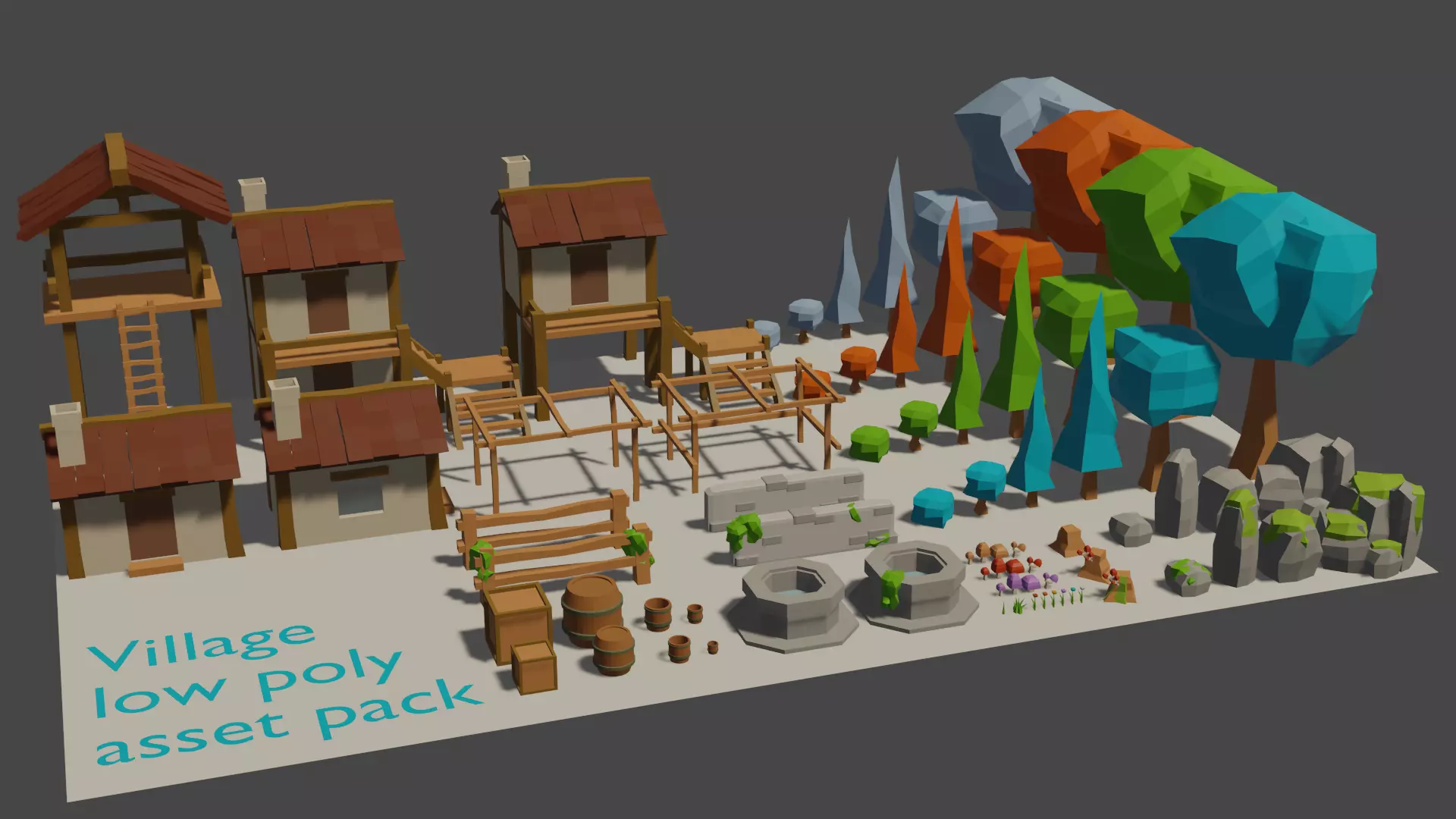 Village nature low poly asset pack 3D model | CGTrader