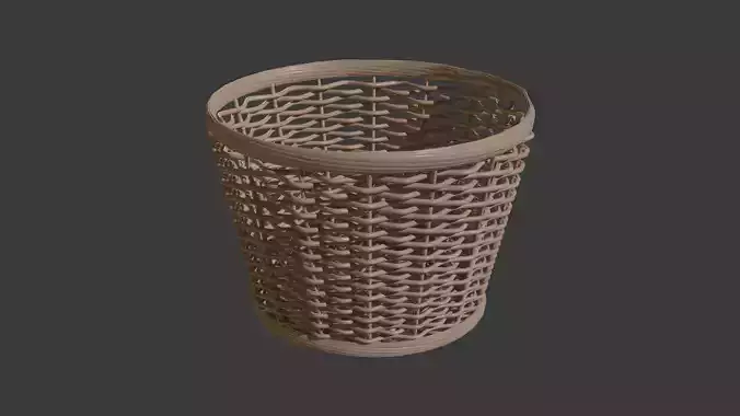 Wicker Rattan Basket 3D Model