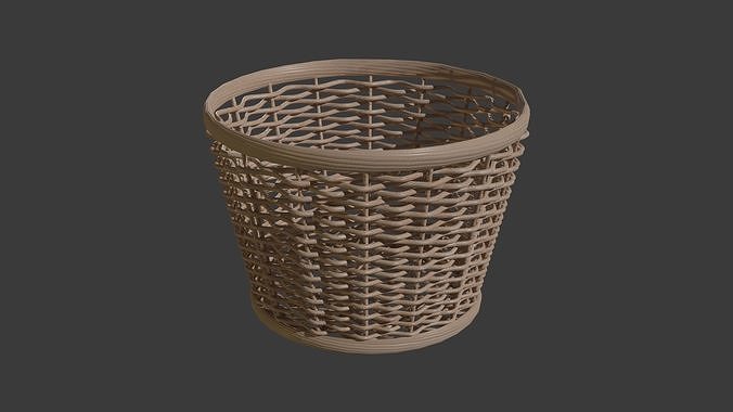 Wicker Rattan Basket 3D Model 3D model