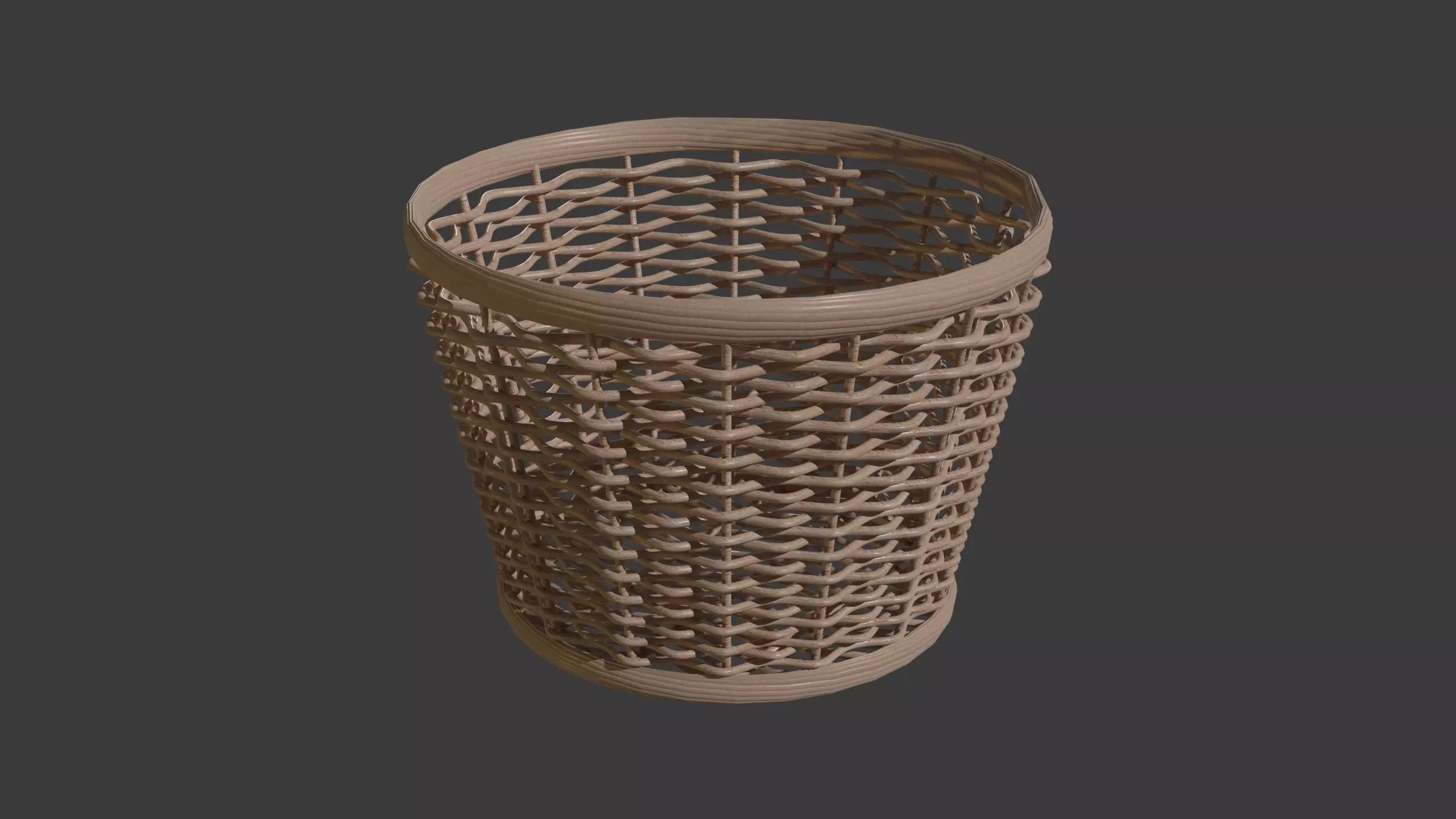 Wicker Rattan Basket 3D Model 3D model_0