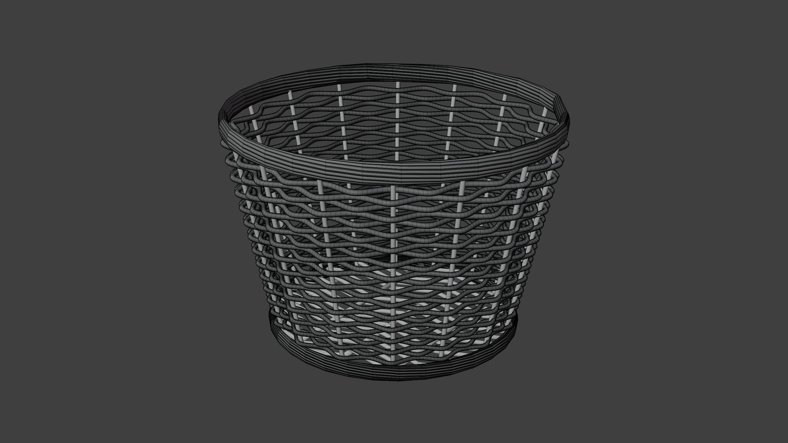 Wicker Rattan Basket 3D Model 3D model_1