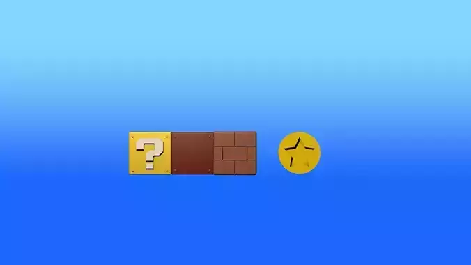 Super Mario blocks and coin Free low-poly 3D model Super Mario blocks and coin Free low-poly 3D model