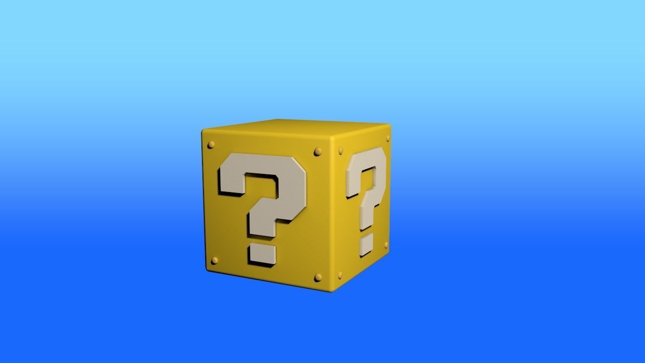 Super Mario blocks and coin Free low-poly 3D model_2