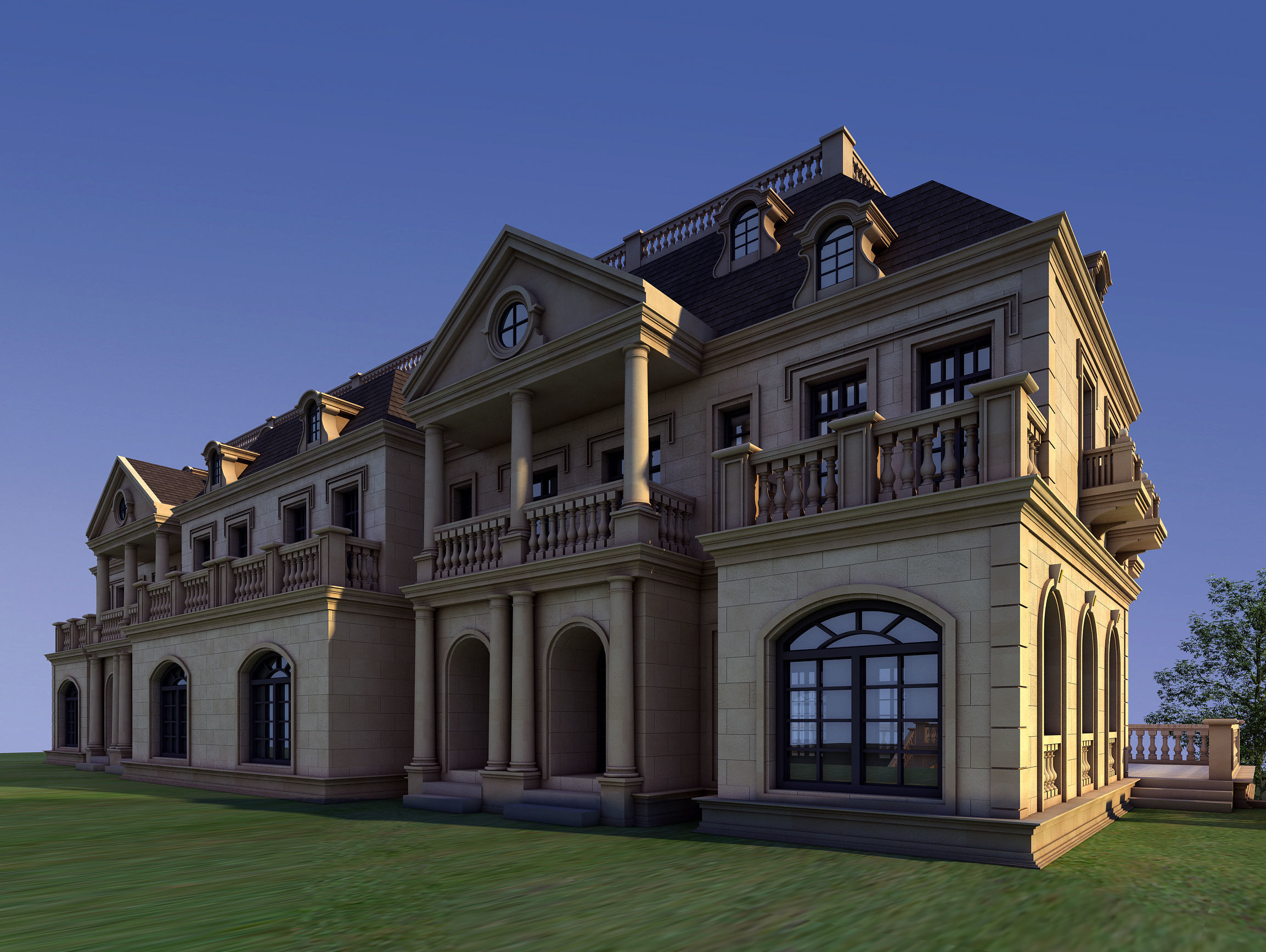 villa mansion in shanghai 3D model_4