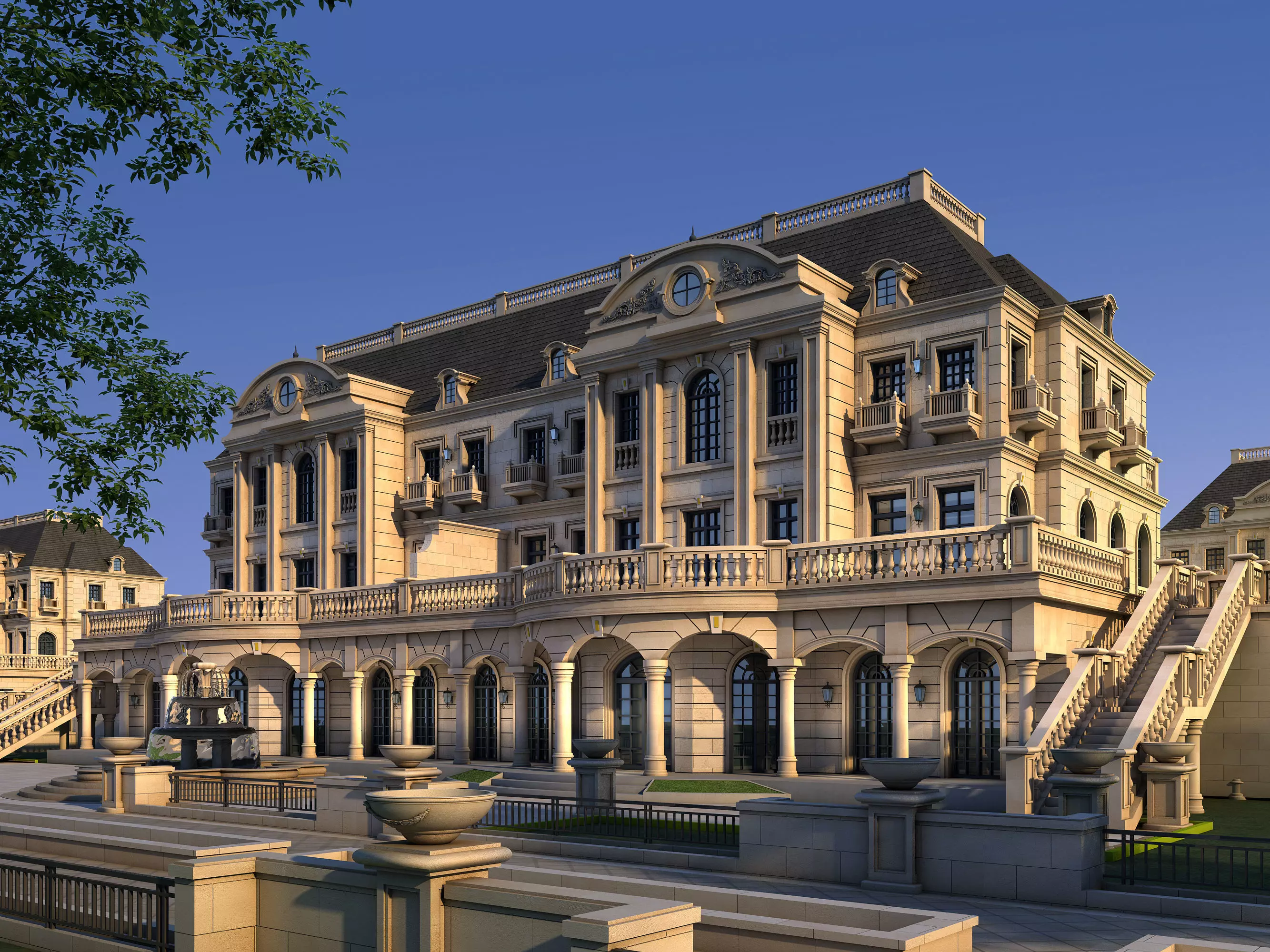 villa mansion in shanghai 3D model_0