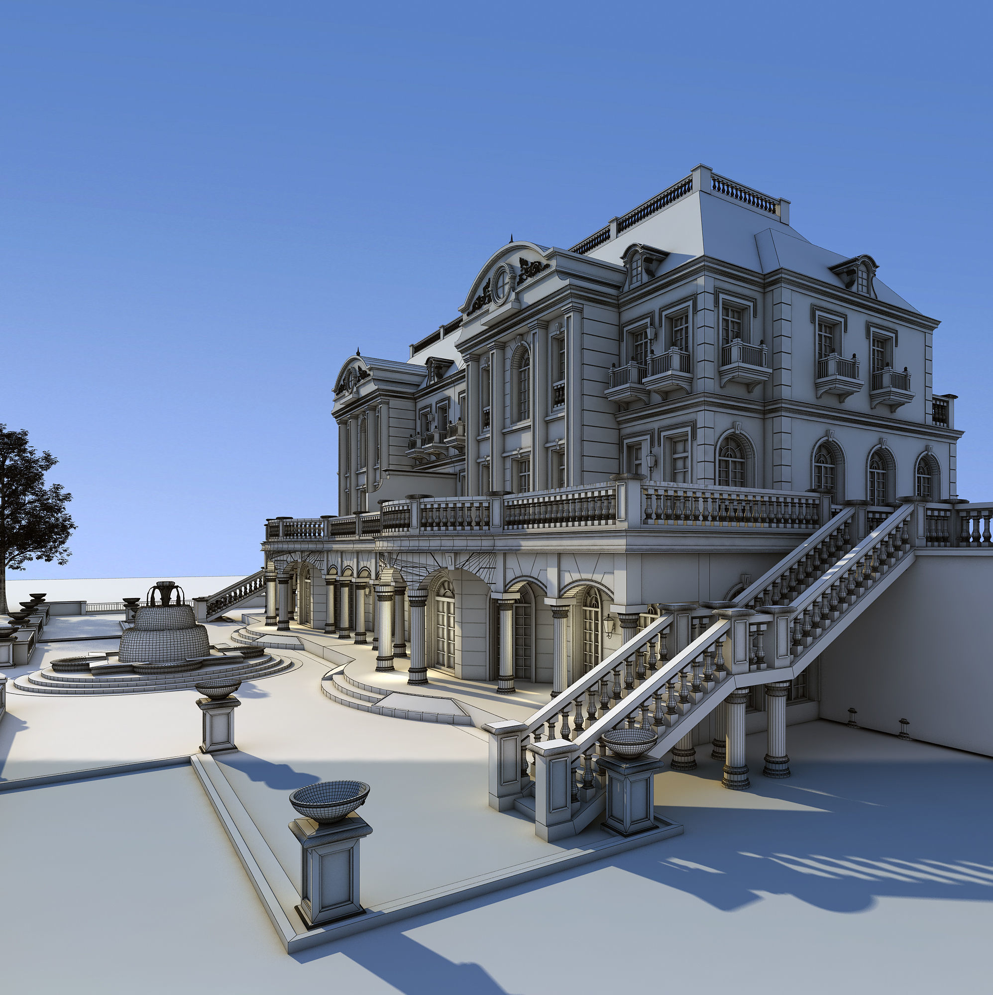 villa mansion in shanghai 3D model_9