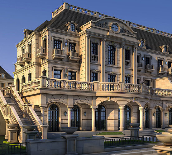 villa mansion in shanghai 3D model 2