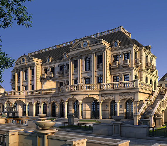 villa mansion in shanghai 3D model 4