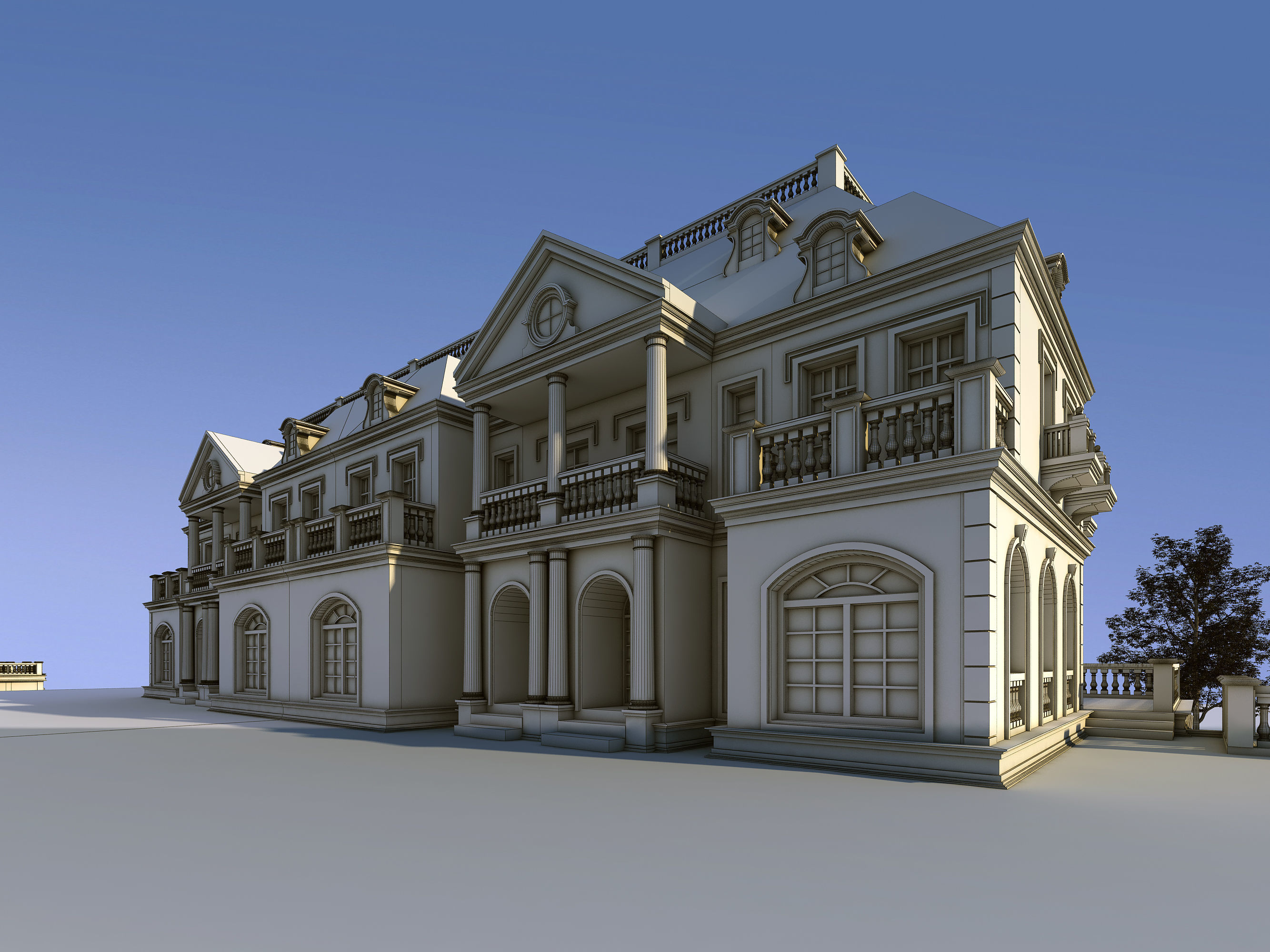 villa mansion in shanghai 3D model_11