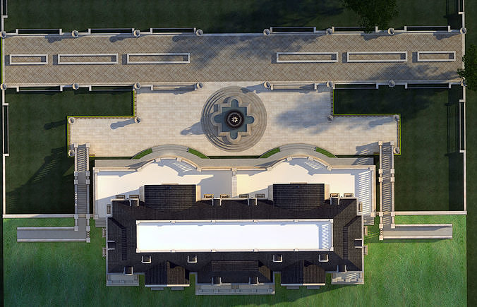 villa mansion in shanghai 3D model 7