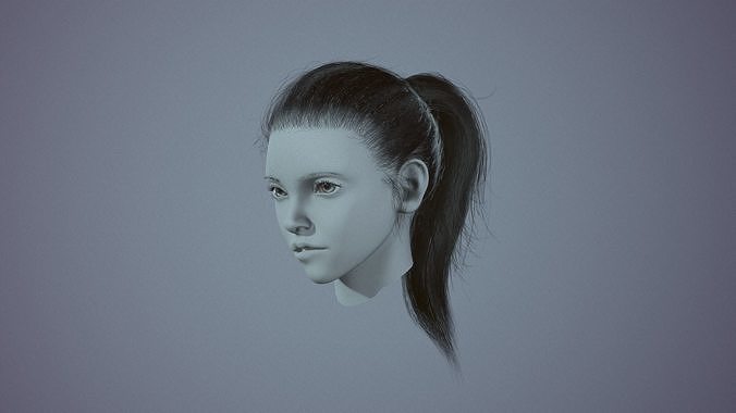 Realtime Womans pony tail Low-poly 3D model