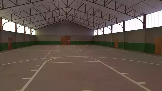 hangar empty basketball court Free 3D model
