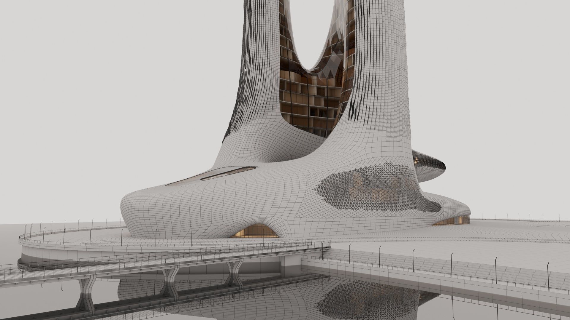 Futuristic building 40 3D model_4