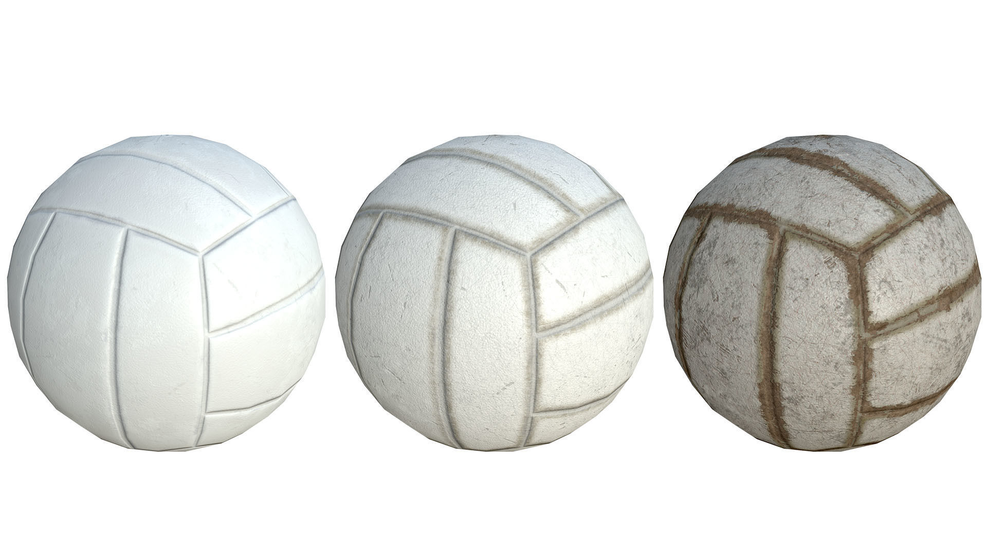 SportBalls Low Poly PBR Model three volleyball balls 3D model_1