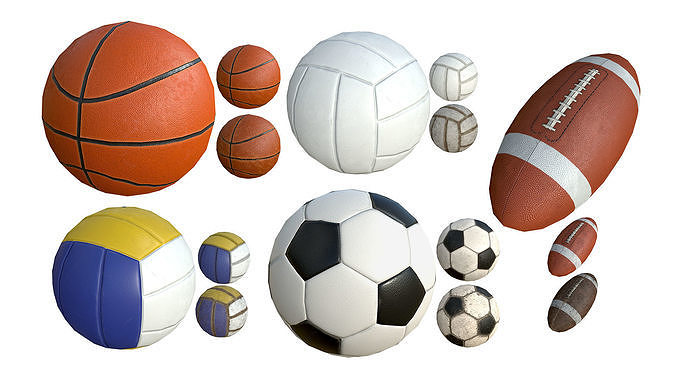 SportBalls Low Poly PBR Model three volleyball balls 3D model