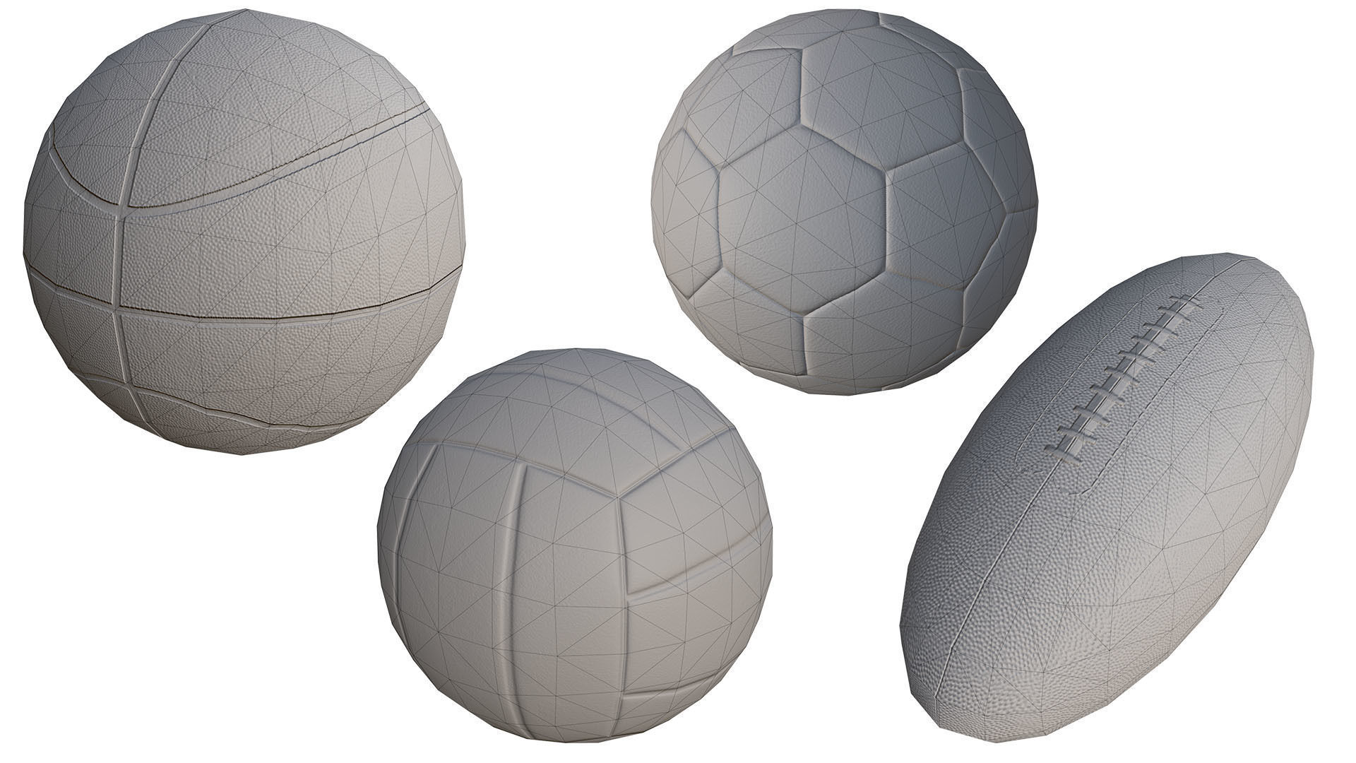 SportBalls Low Poly PBR Model three volleyball balls 3D model_5