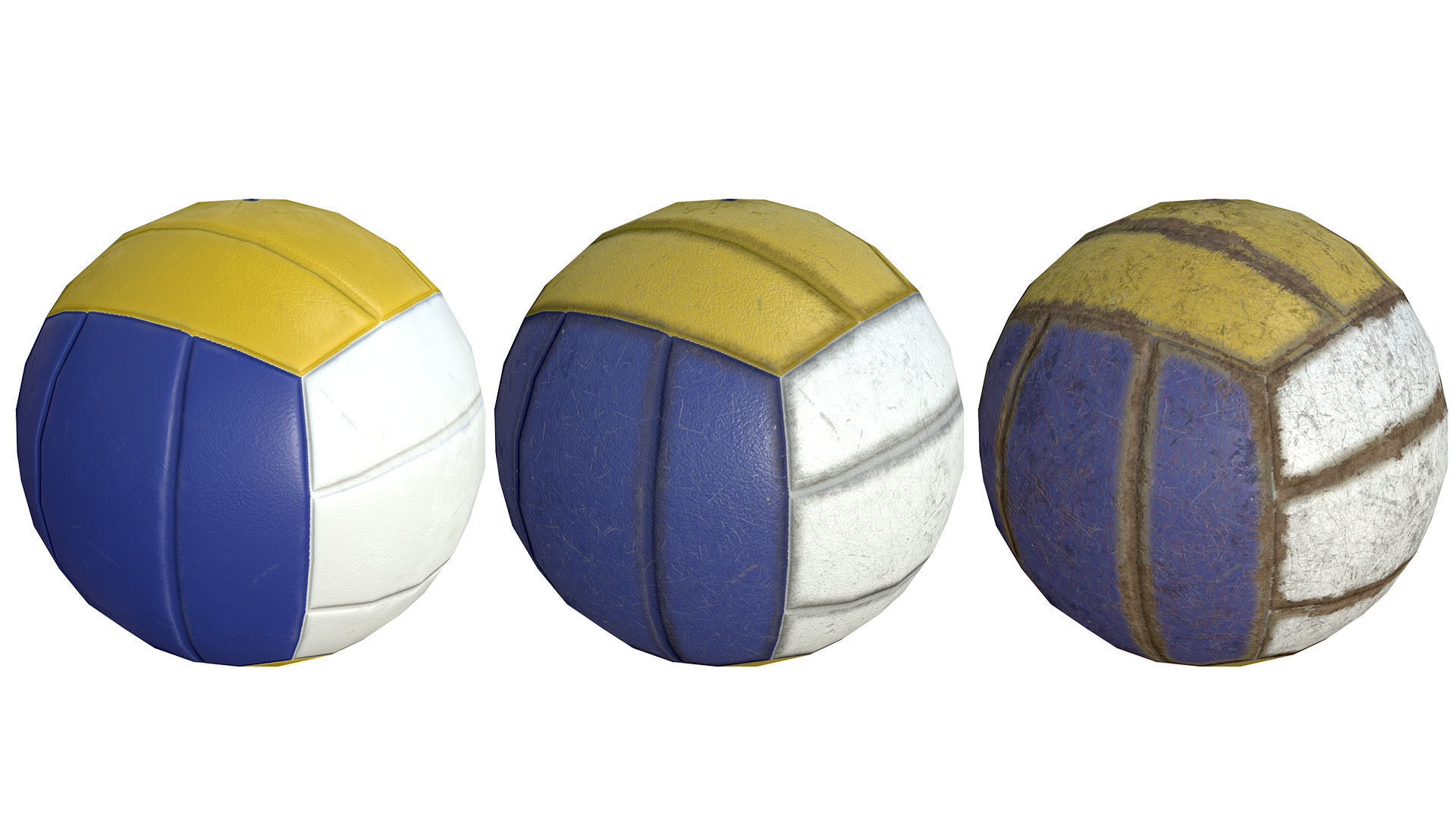SportBalls Low Poly PBR Model three volleyball balls 3D model_2