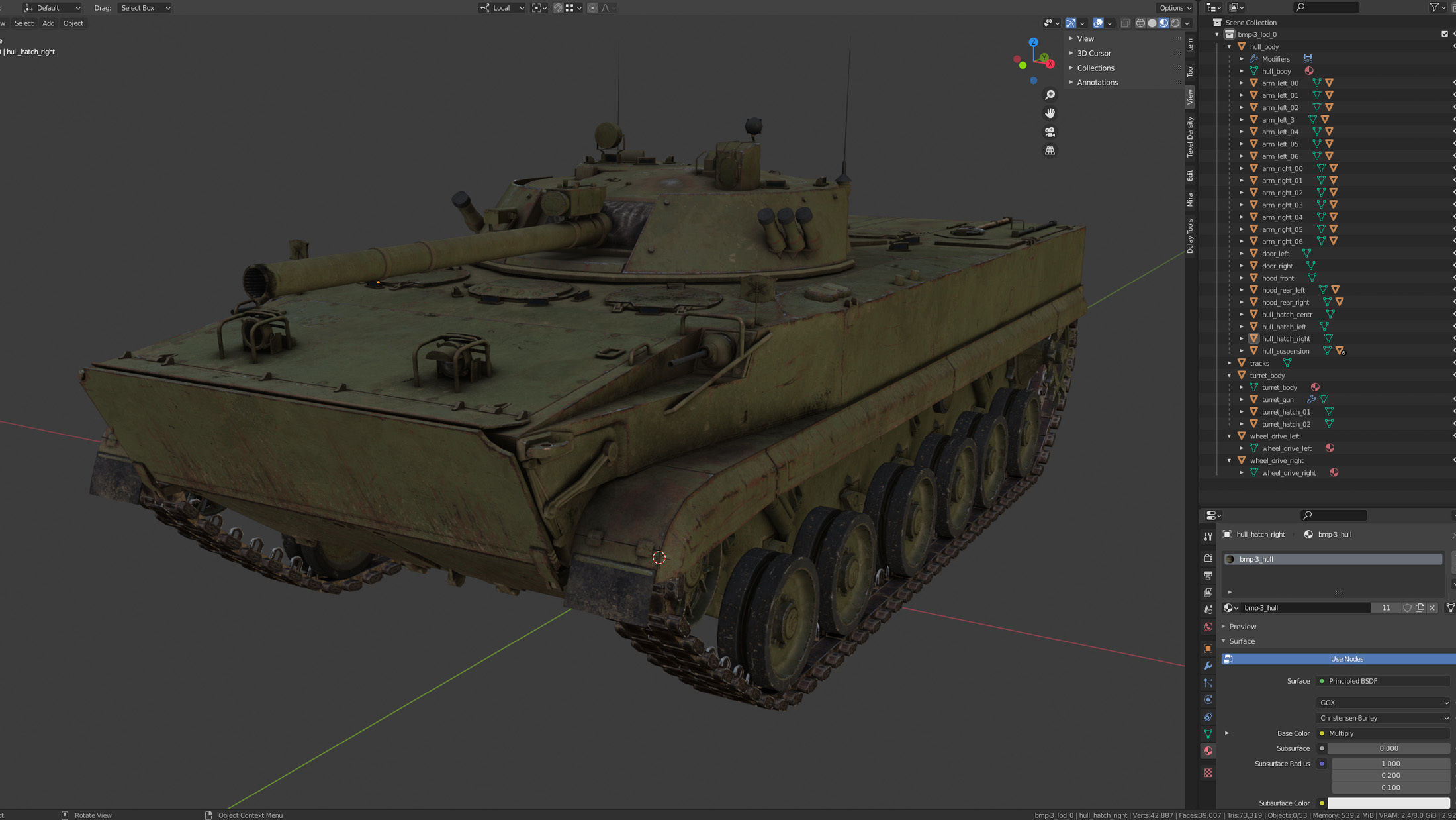 BMP-3 army tank Low-poly 3D model_12