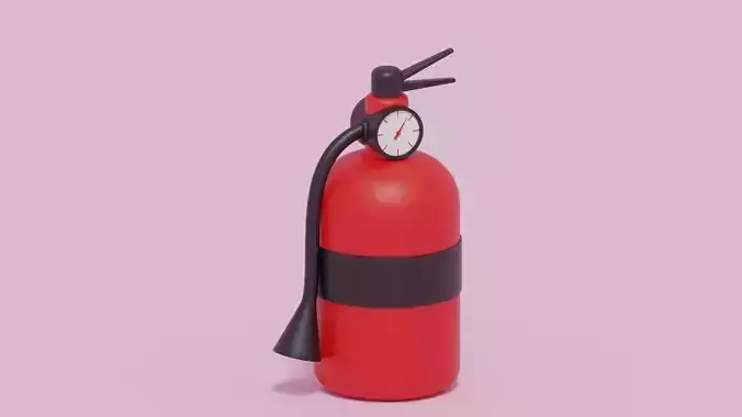 Cartoon Fire Extinguisher Low-poly 3D model
