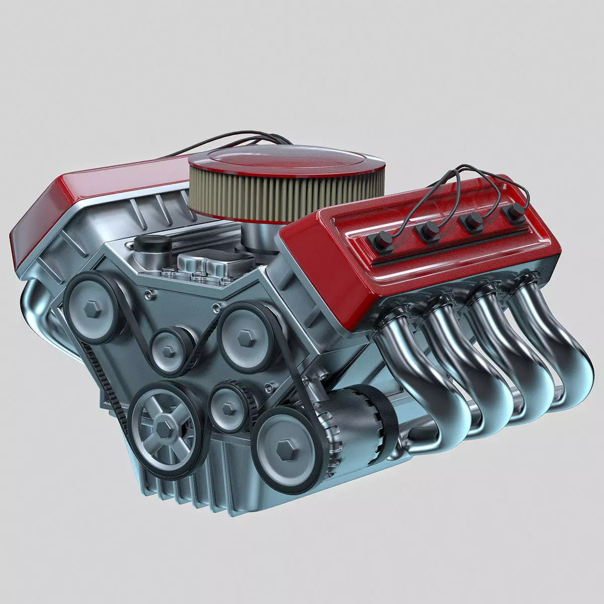 Car engine Animated 3D model_0
