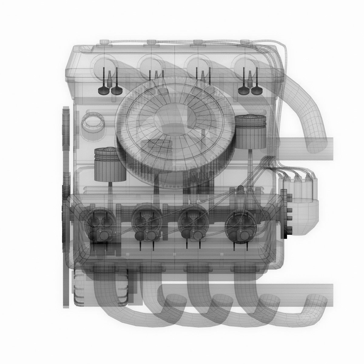 Car engine Animated 3D model_10