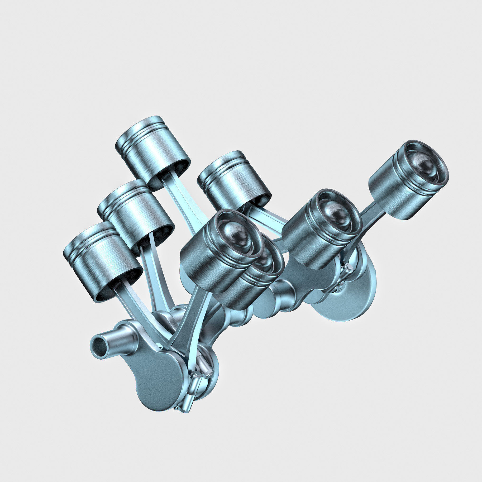 Car engine Animated 3D model_6