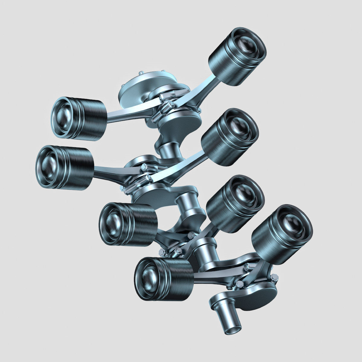 Car engine Animated 3D model_4