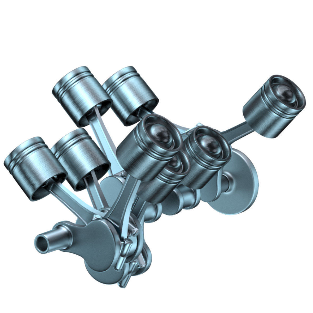 Car engine Animated 3D model_2