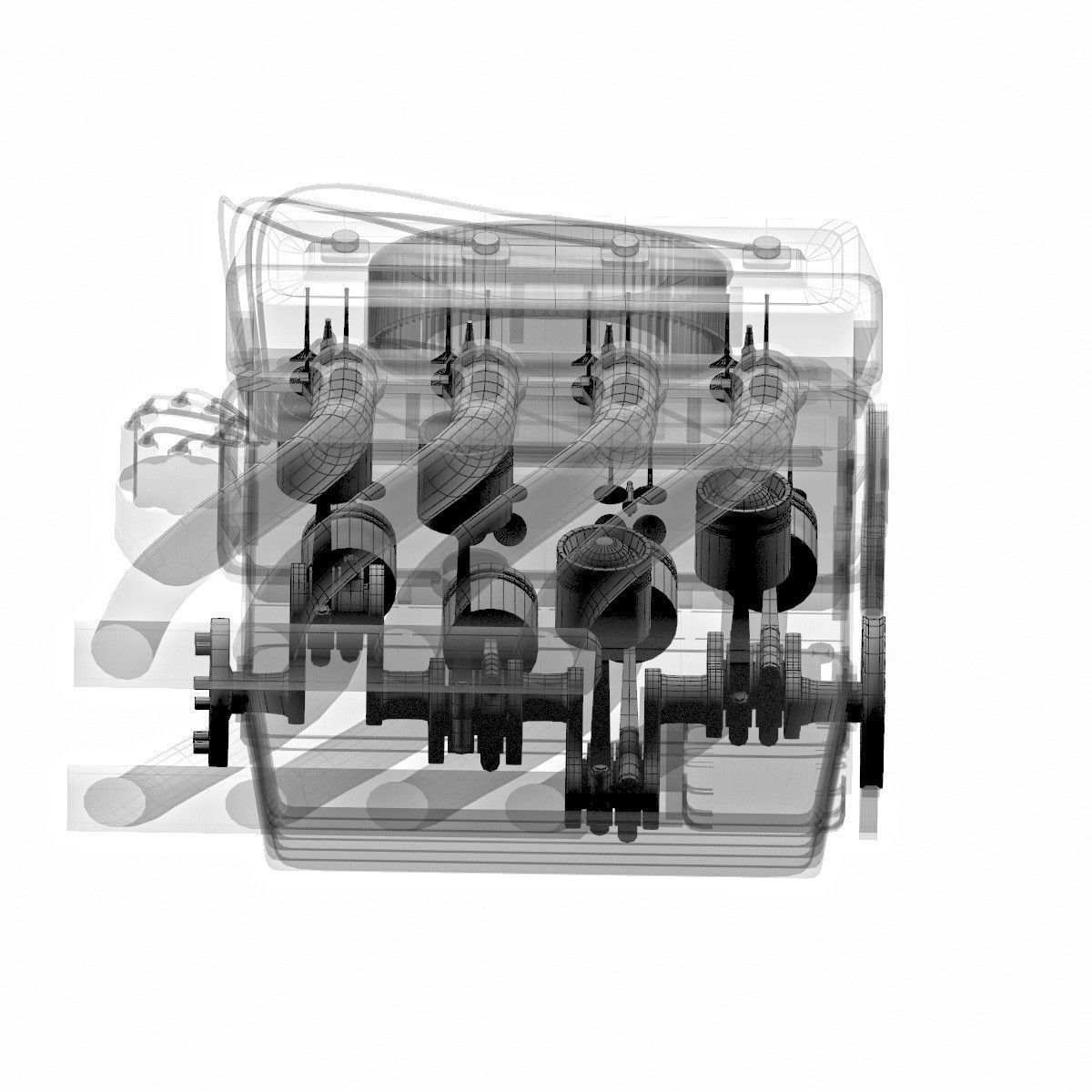 Car engine Animated 3D model_11