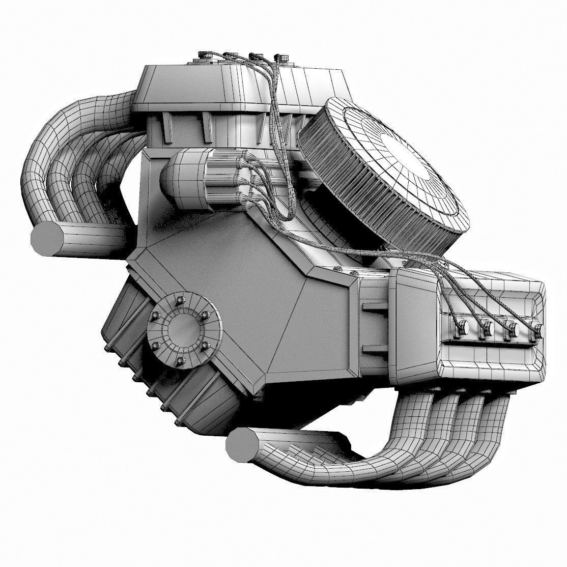 Car engine Animated 3D model_9