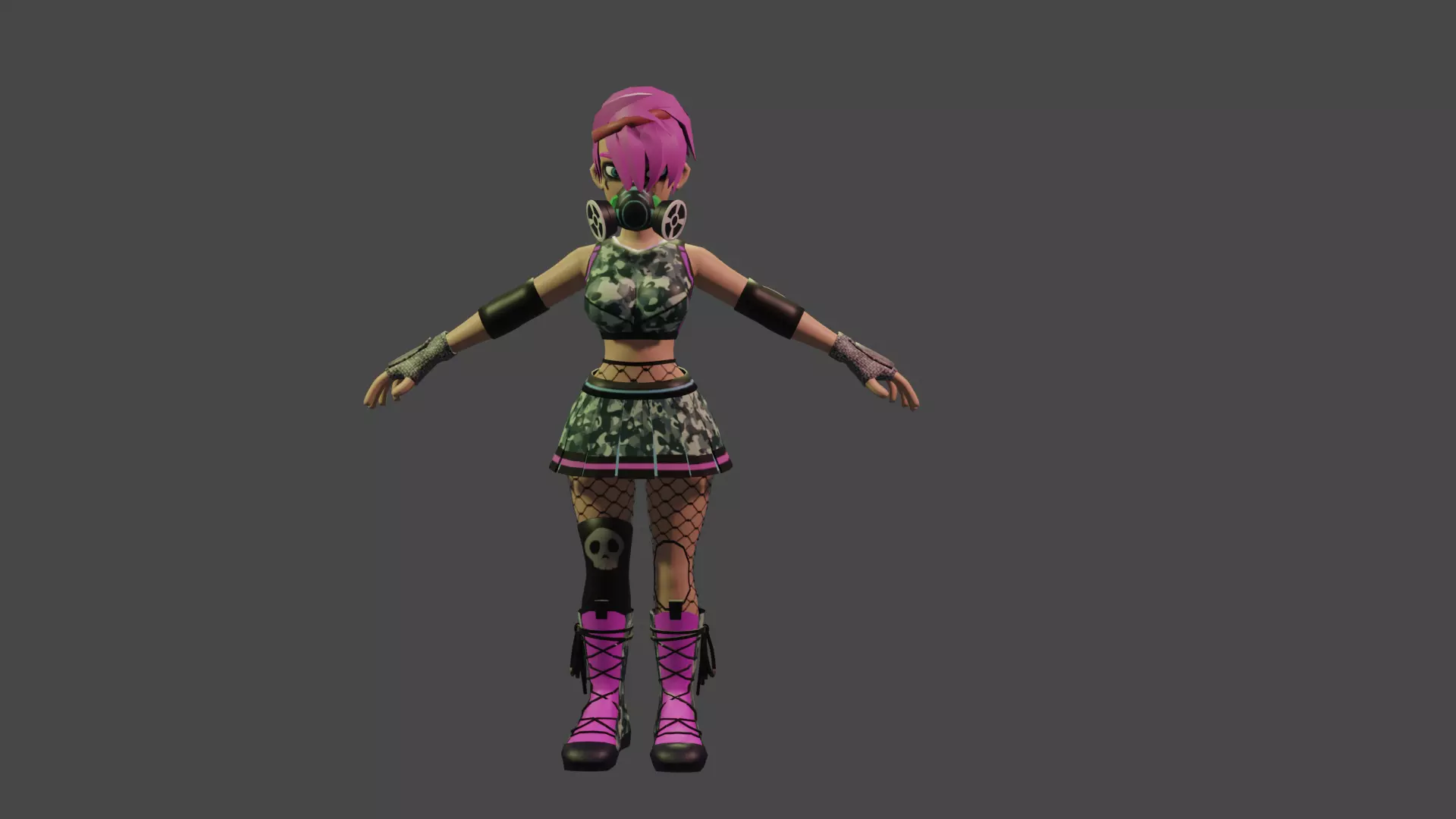 Cyberpunk  girl with ball robot Low-poly 3D model_0