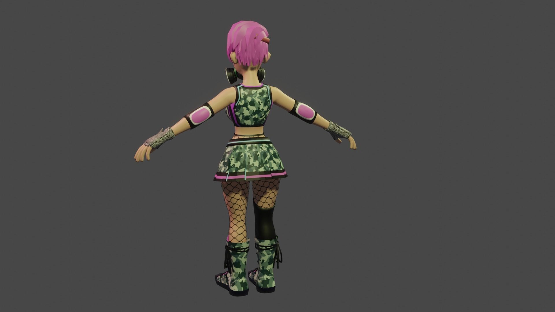 Cyberpunk  girl with ball robot Low-poly 3D model_2