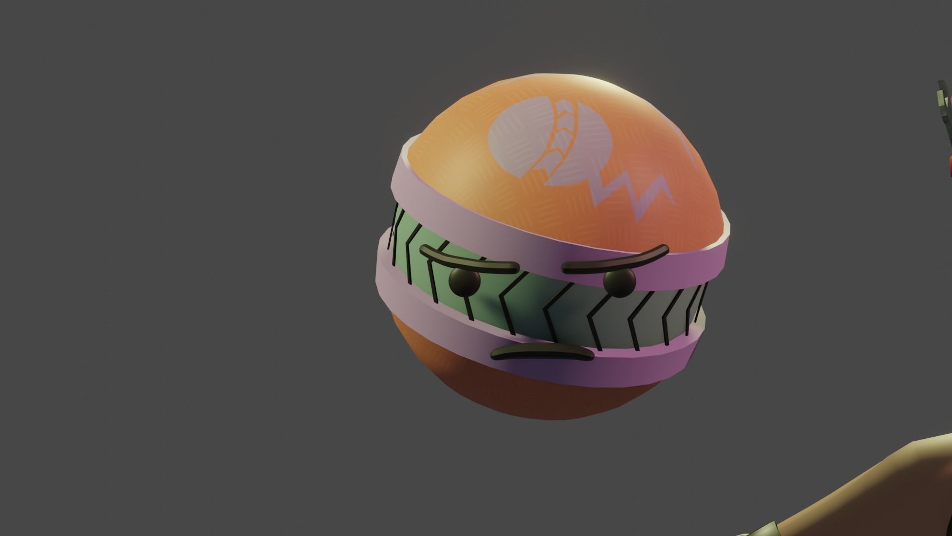 Cyberpunk  girl with ball robot Low-poly 3D model_4