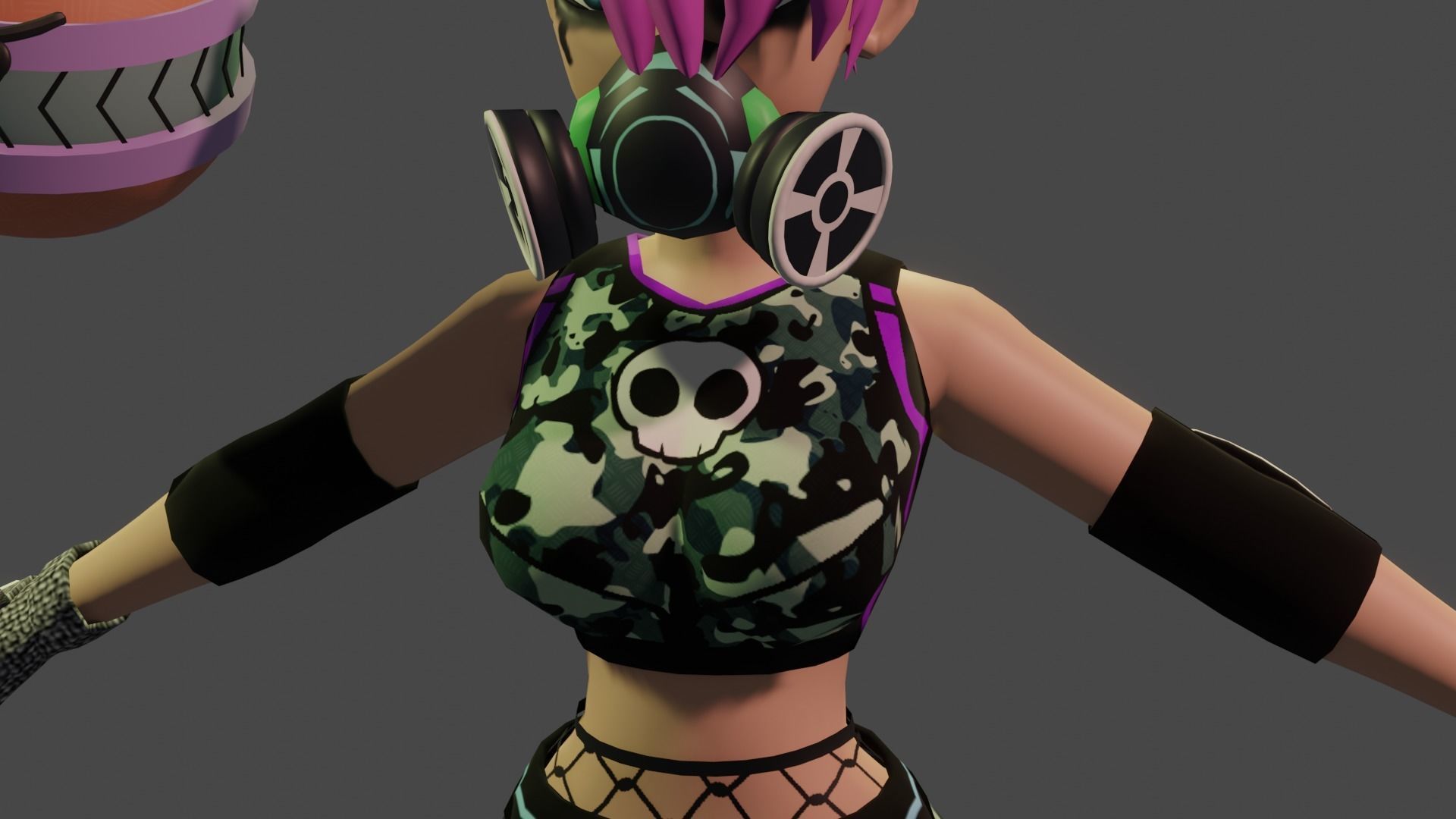 Cyberpunk  girl with ball robot Low-poly 3D model_5