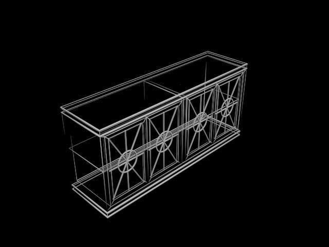 CONSOLE wooden cabinet with glass doors 3D model_2