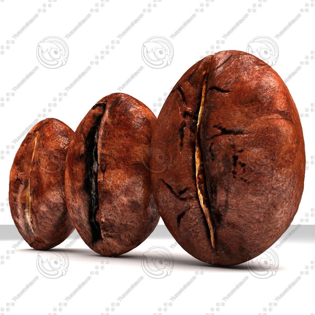 Coffee beans set Low-poly 3D model_2