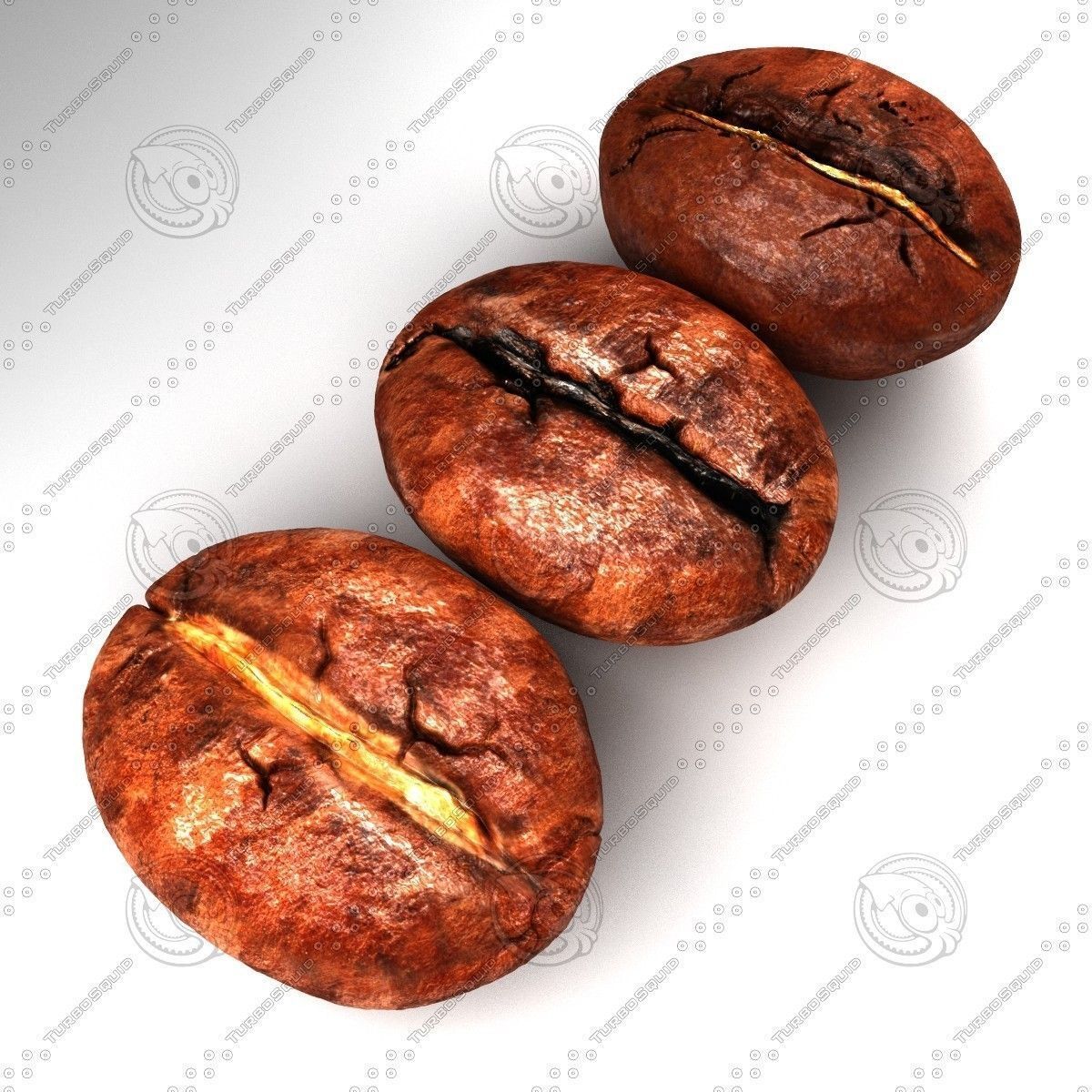Coffee beans set Low-poly 3D model_1