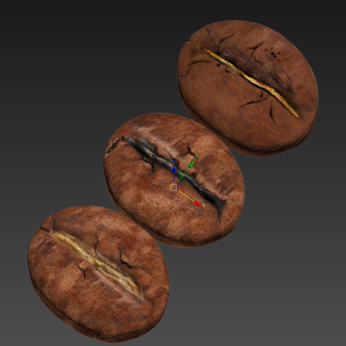 Coffee beans set Low-poly 3D model_4