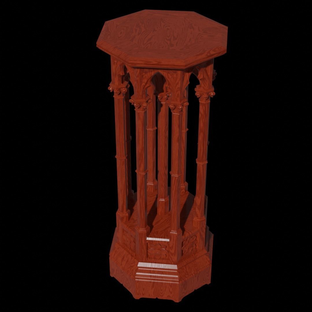 Gothic Pedestal - three materials 3D model_11