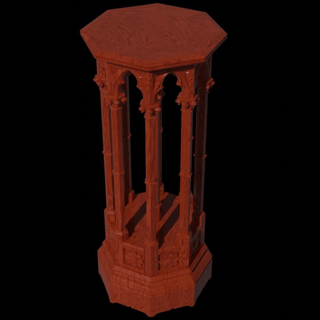 Gothic Pedestal - three materials 3D model_3