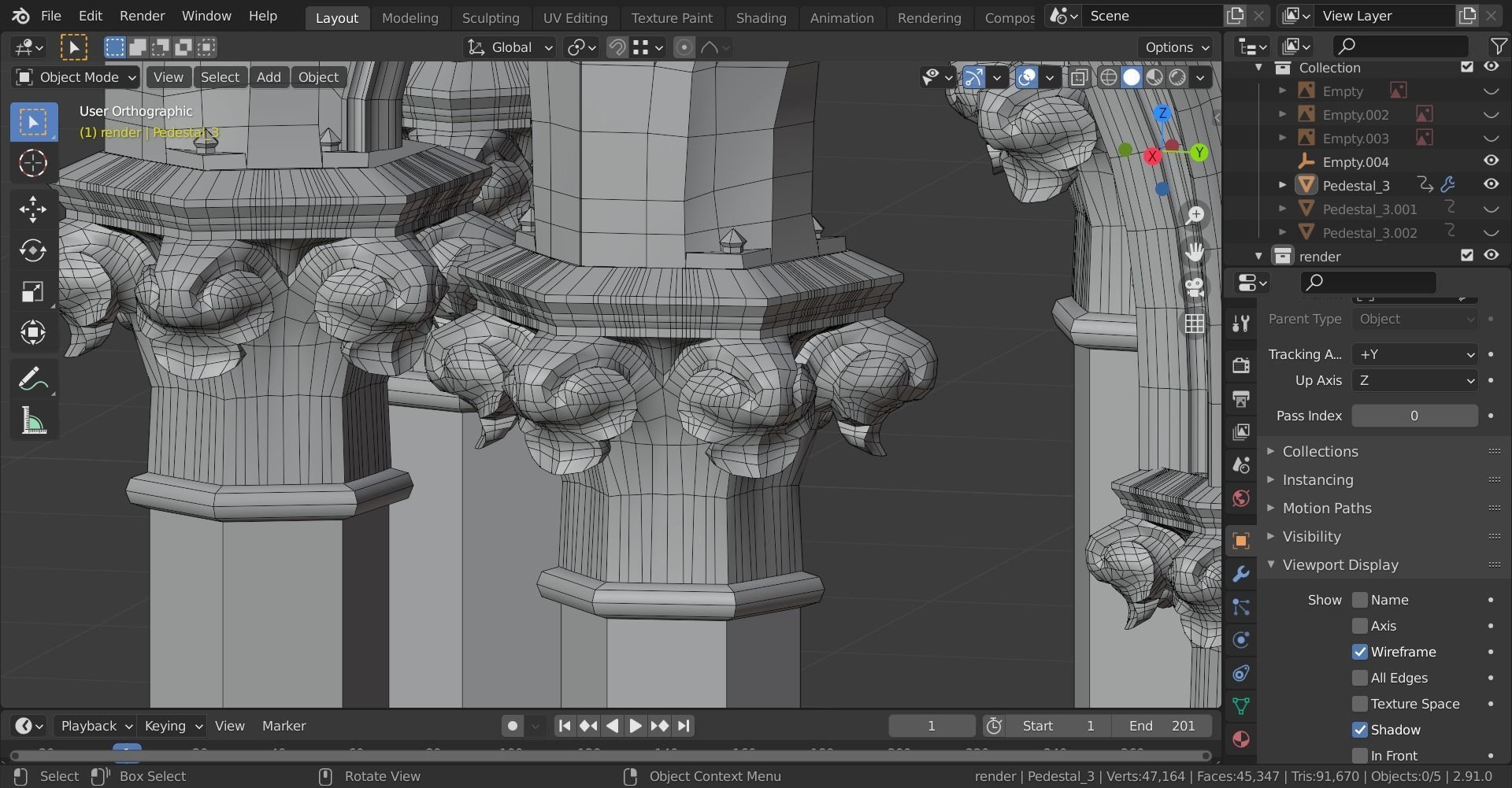 Gothic Pedestal - three materials 3D model_23