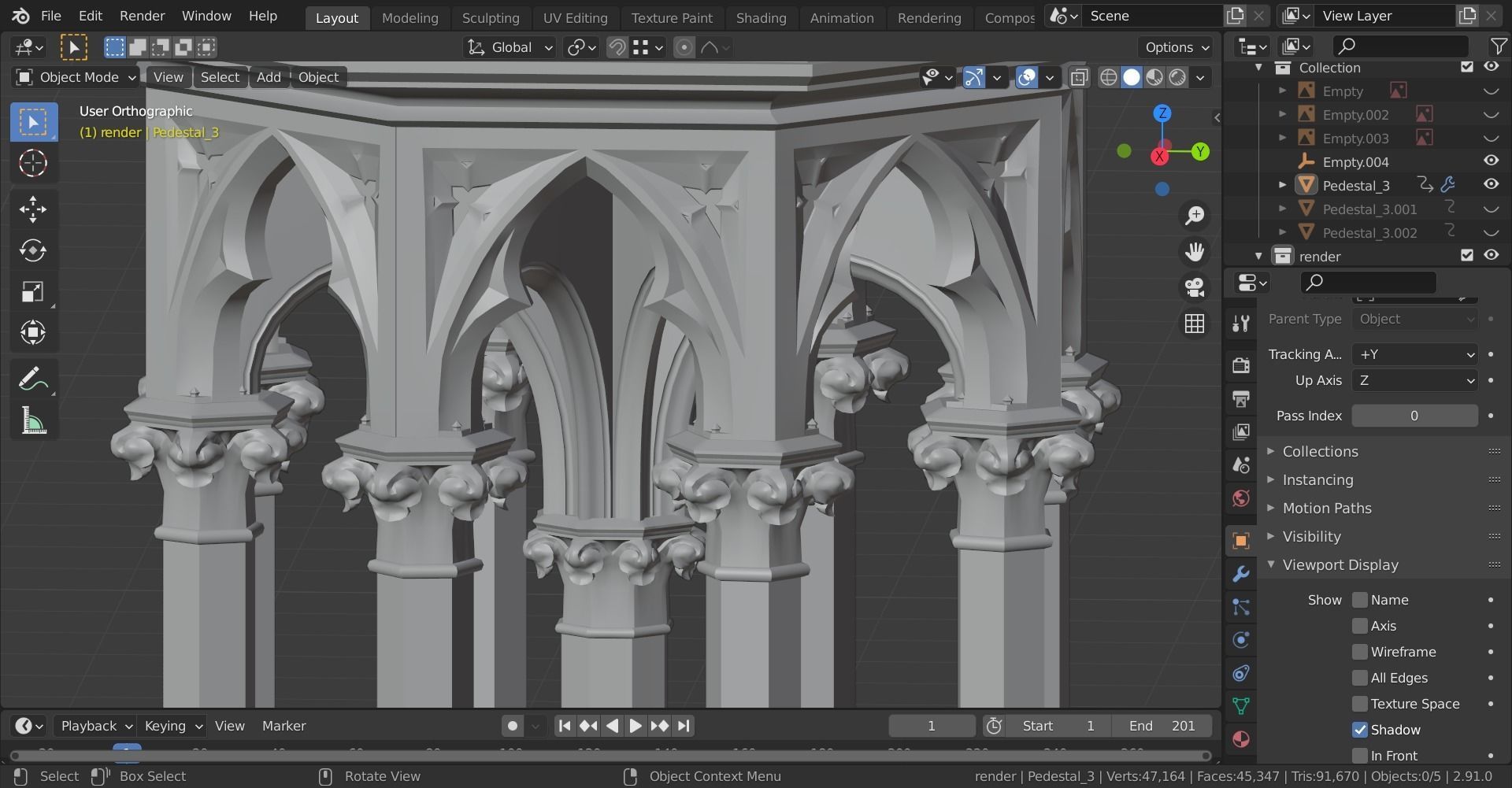 Gothic Pedestal - three materials 3D model_22
