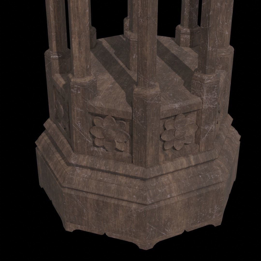 Gothic Pedestal - three materials 3D model_6