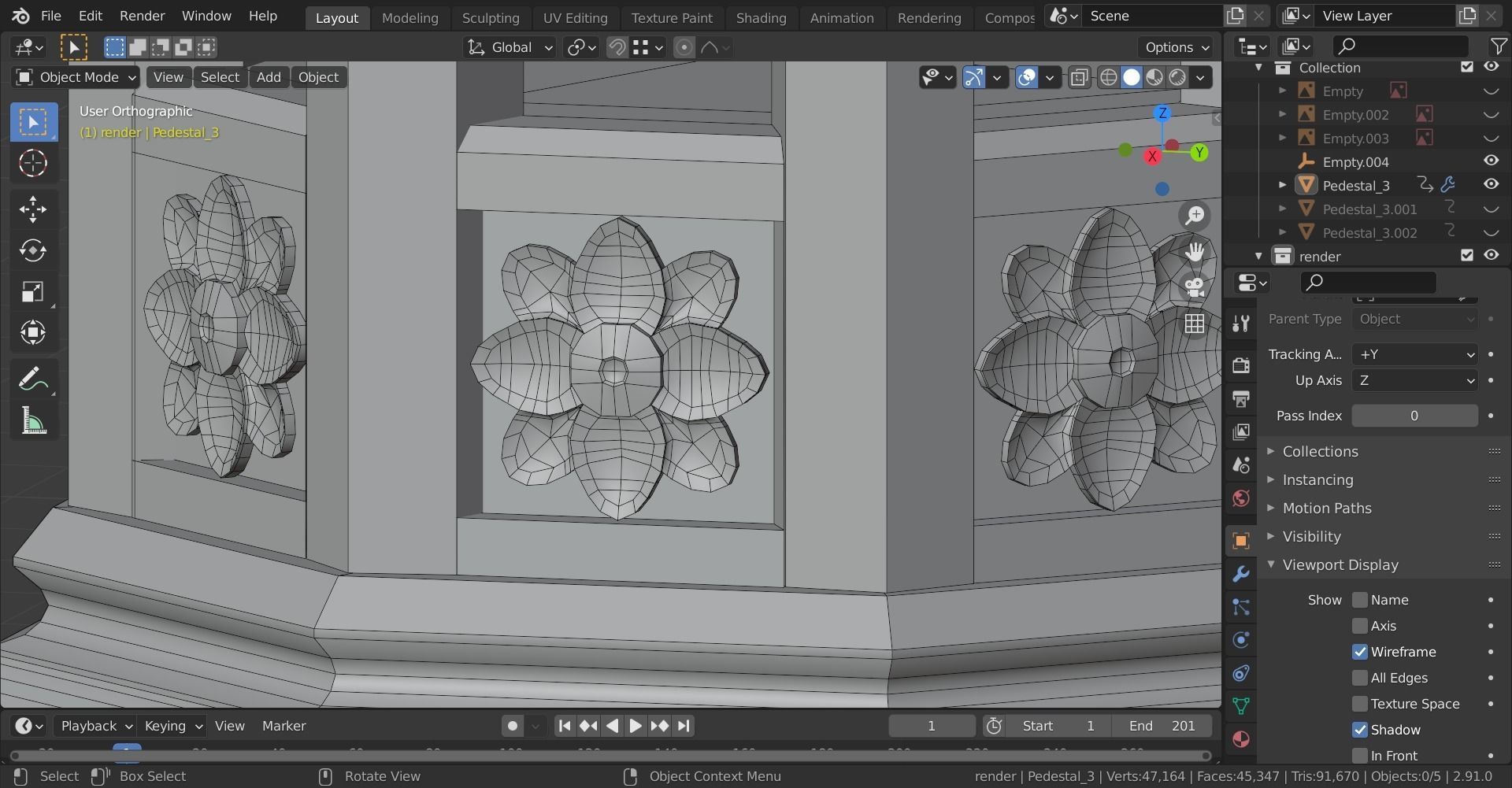 Gothic Pedestal - three materials 3D model_24