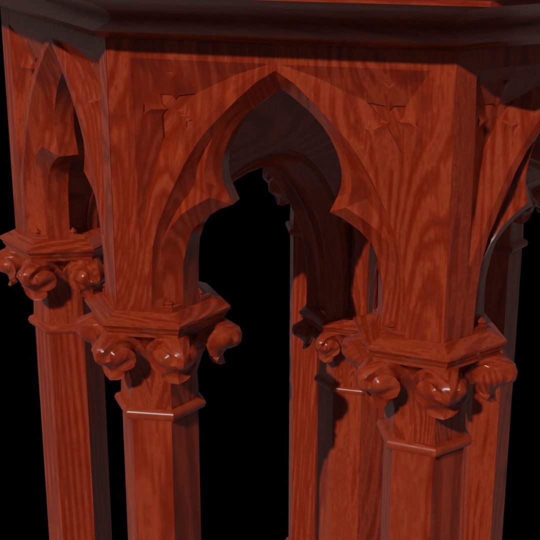 Gothic Pedestal - three materials 3D model_12