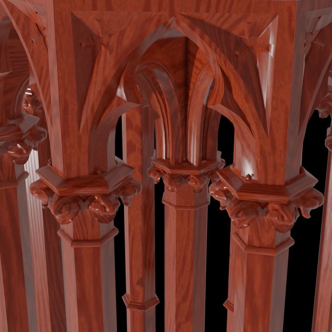 Gothic Pedestal - three materials 3D model_2
