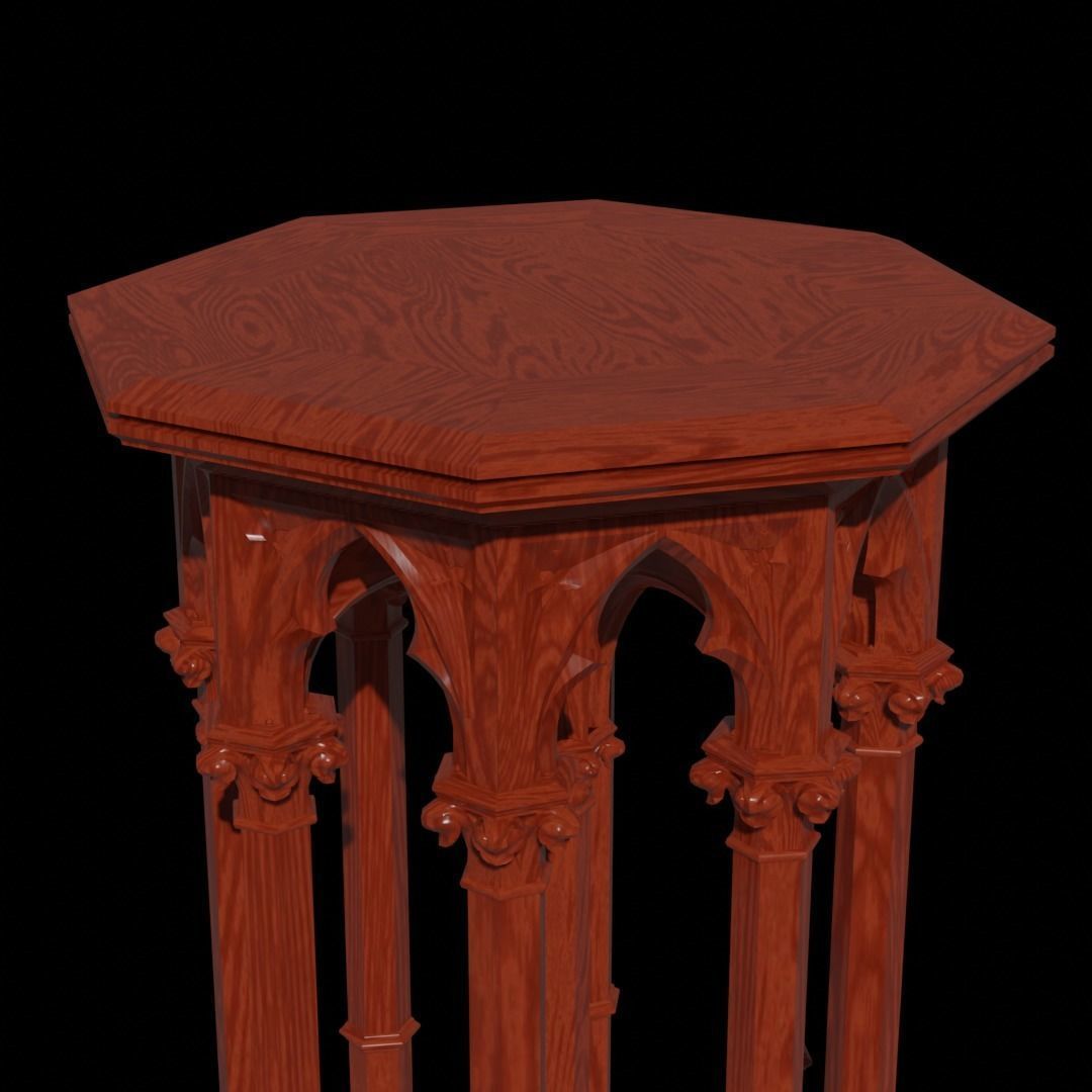 Gothic Pedestal - three materials 3D model_13