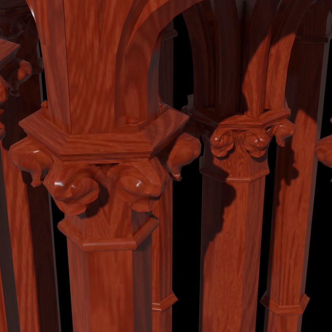 Gothic Pedestal - three materials 3D model_14